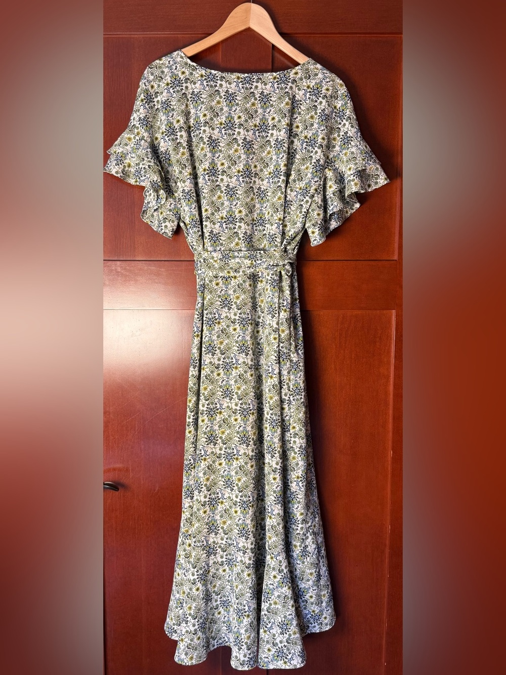 Max Studio London Floral Wrap Midi Dress Ruffle Sleeve & Hem Size 1X - Picture 12 of 12